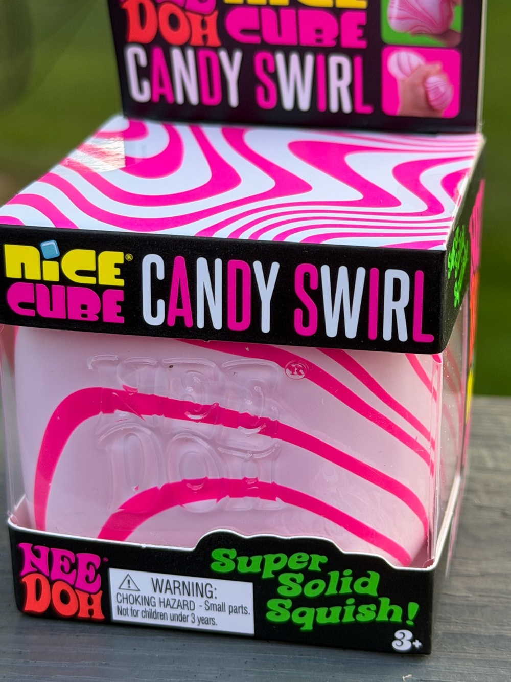 LIMITED EDITION•Pink/White Candy Swirl NeeDoh Nice Cube•RARE WIDE STRIPES!